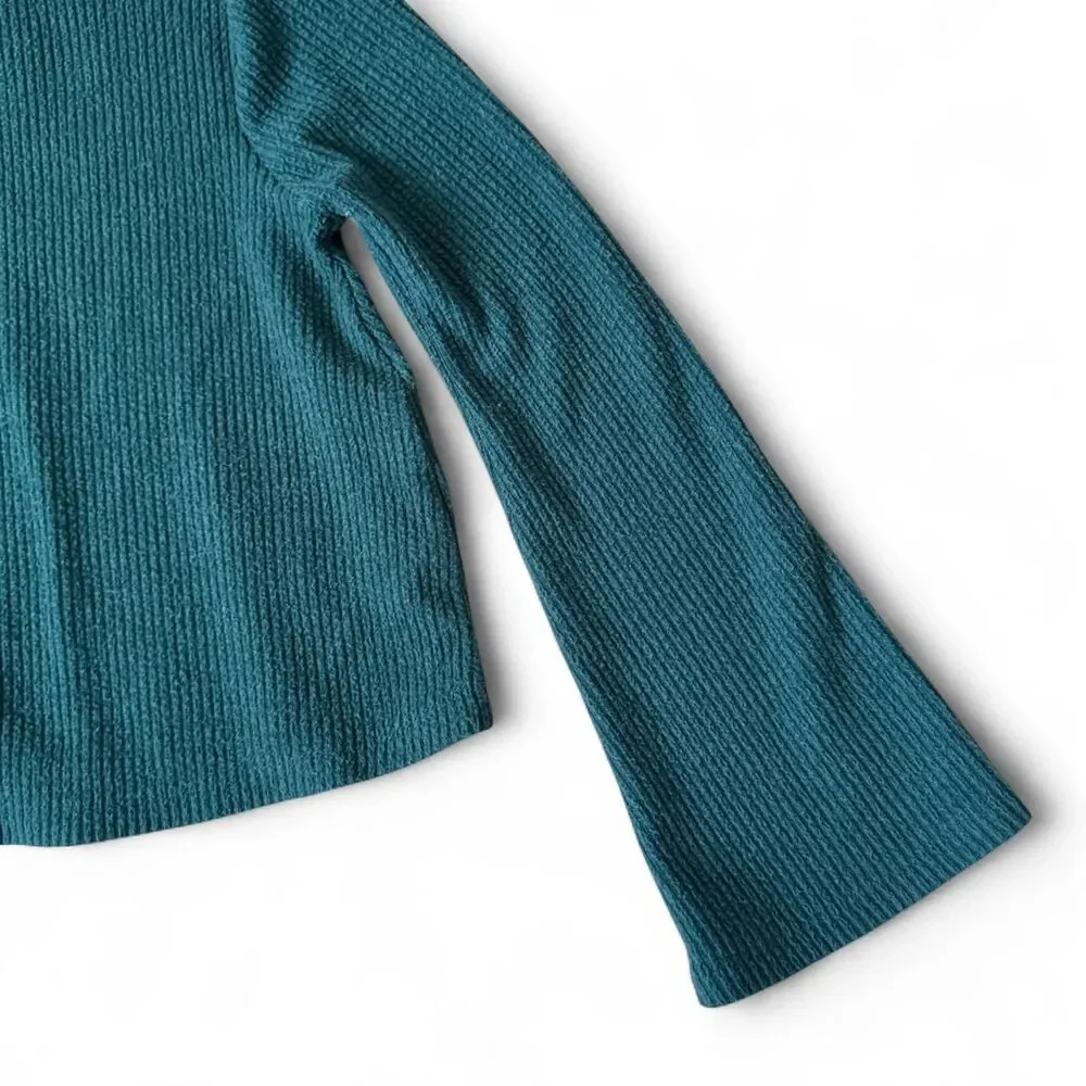 Old Navy Girls Teal Ribbed Mock Neck Long Sleeve Top Size 8